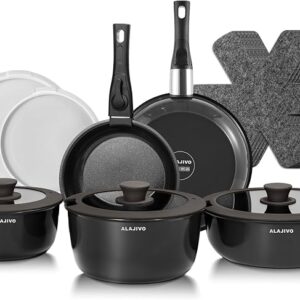 17 Piece, Induction Hob Pan Set with Removable Handle